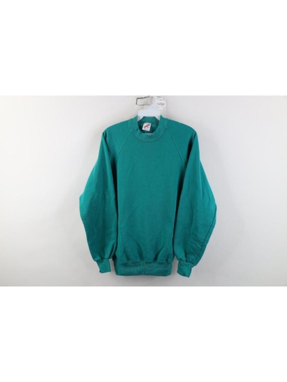 Vintage 90s Streetwear Womens Medium Blank Raglan Crewneck Sweatshirt Teal USA